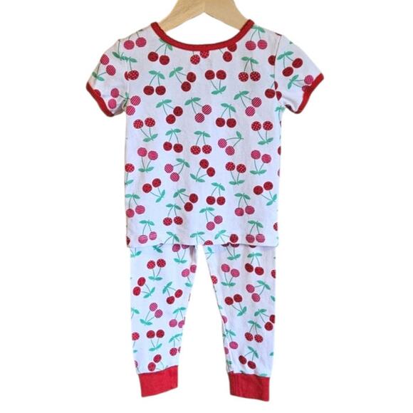 LIKE NEW! 2-PACK Little Me Pajamas Cherries Red Pink Toddler Size 2T - Picture 5 of 6